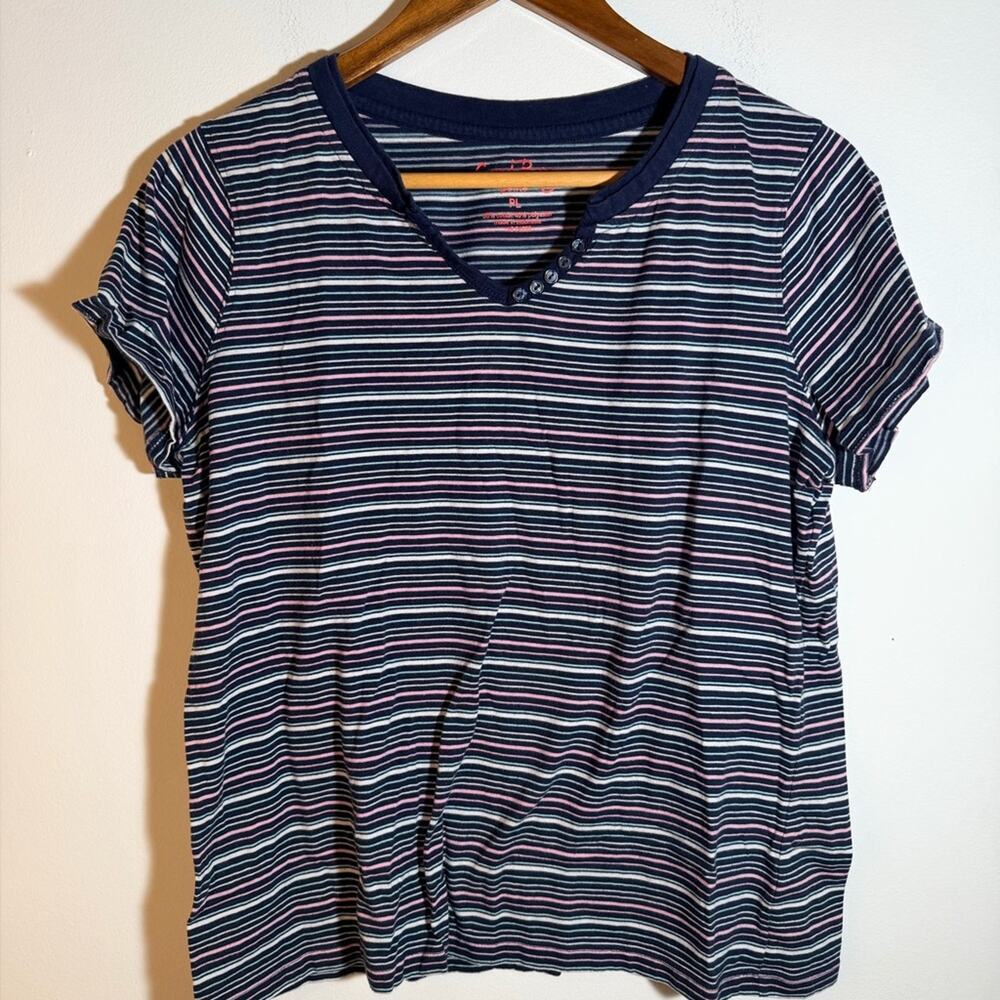 Coral Bay Navy and Pink Striped Top